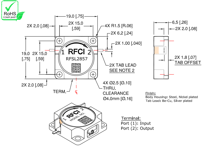?RFSL2857鐵氧體隔離器現(xiàn)貨庫(kù)存RFCI